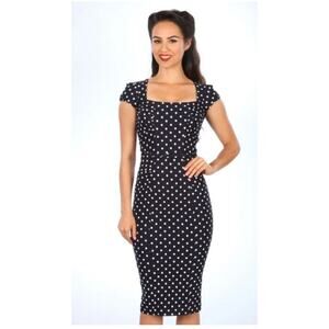 Stop Staring Bombshell Celebrity Wiggle Dress Polka Dots Pencil Dress Size 16